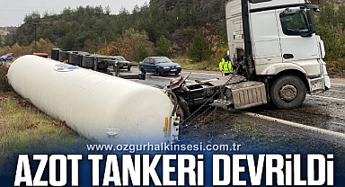Azot tankeri devrildi