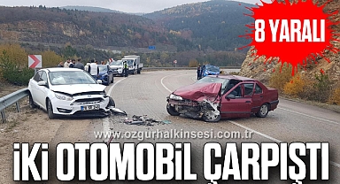 İki otomobil çarpıştı: 8 yaralı