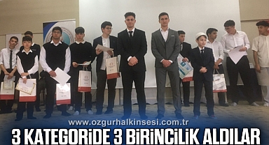 3 kategoride 3 birincilik aldılar