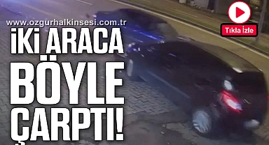 Kontrolden çıkan otomobil iki araca çarptı