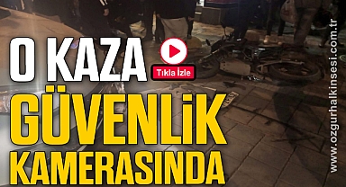 Otomobil ile motosikletin çarpıştığı kaza güvenlik kamerasında
