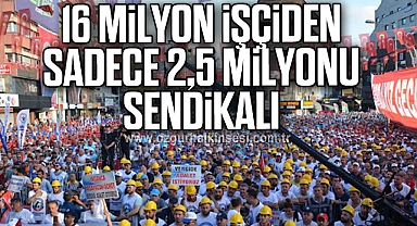 16 milyon işçiden sadece 2,5 milyonu sendikalı