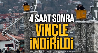 4 SAAT SONRA VİNÇLE İNDİRİLDİ