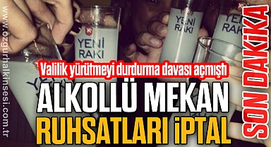ALKOLLÜ MEKAN RUHSATLARI İPTAL