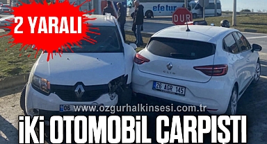 İKİ OTOMOBİL ÇARPIŞTI: 2 YARALI
