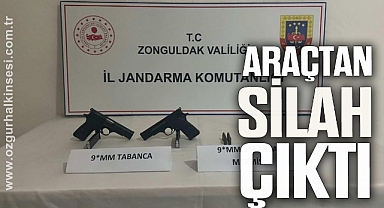 Jandarmanın durdurduğu araçtan silah çıktı; 2 tutuklu