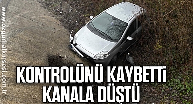 Kontrolünü kaybetti kanala düştü