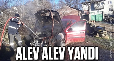 Park halindeki otomobilde yangın çıktı
