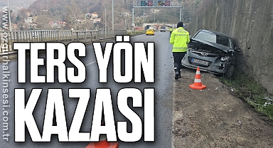 Ters yönde seyreden araca çarpmamak için kaza yaptı