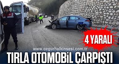 Tırla otomobil çarpıştı: 4 yaralı