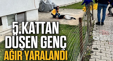 5.kattan düşen genç, ağır yaralandı