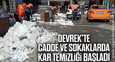 Devrek’te cadde ve sokaklarda kar temizliği başladı