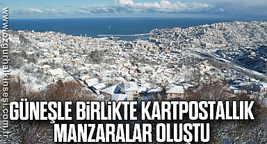 Güneşle birlikte kartpostallık manzaralar oluştu