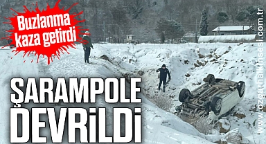 Otomobil şarampole devrildi
