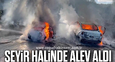 Seyir halinde alev aldı