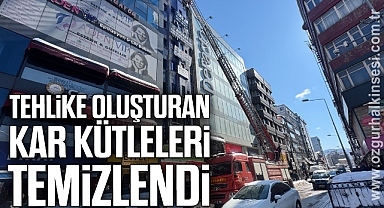 Tehlike oluşturan kar kütleleri temizlendi