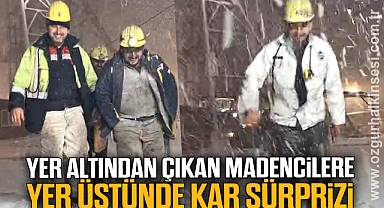 Yer altından çıkan madencilere yer üstünde kar sürprizi