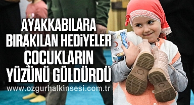 Ayakkabılara bırakılan hediyeler çocukların yüzünü güldürdü