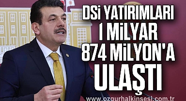 DSİ Yatırımları 1 Milyar 874 Milyon'a Ulaştı