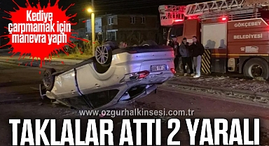 Kediye çarpmamak için manevra yaptı: Taklalar attı 2 yaralı