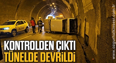 Kontrolden çıktı tünelde devrildi
