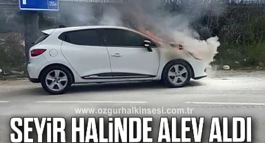 Seyir halinde alev aldı