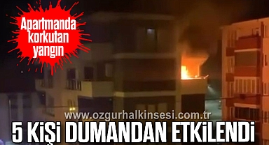 Apartmanda korkutan yangın: 5 kişi dumandan etkilendi