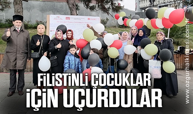 Balonlar Filistinli çocuklar için uçuruldu
