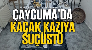 Çaycuma'da kaçak kazıya suçüstü