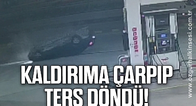 Kaldırıma çarpıp ters döndü