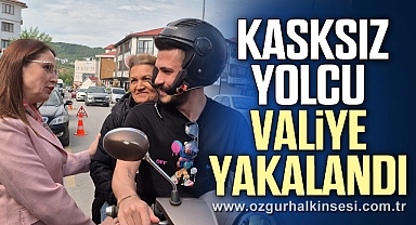 Kasksız yolcu, uygulama yapan valiye yakalandı