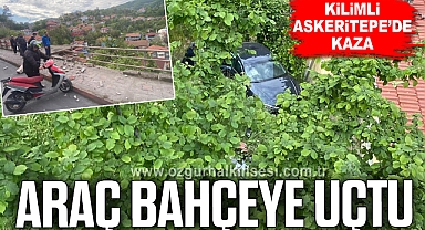KİLİMLİ ASKERİTEPE’DE KAZA: ARAÇ BAHÇEYE UÇTU