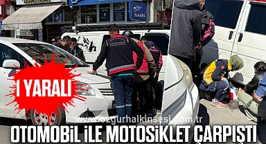Otomobil ile motosiklet çarpıştı; 1 yaralı