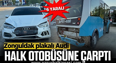 Zonguldak plakalı araç halk otobüsüne çarptı