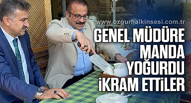 İnceciköz'e manda yoğurdu ikram ettiler