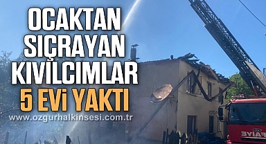 Ocaktan sıçrayan kıvılcımlar 5 evi yaktı