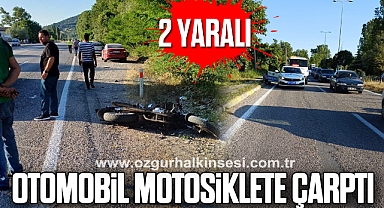 Otomobil motosiklete çarptı; 2 yaralı
