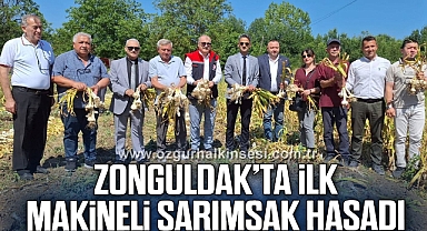 Zonguldak'ta ilk kez makineli sarımsak hasadı gerçekleştirildi