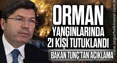 Bakan Tunç'tan Açıklama: Orman Yangınlarında 21 Kişi Tutuklandı