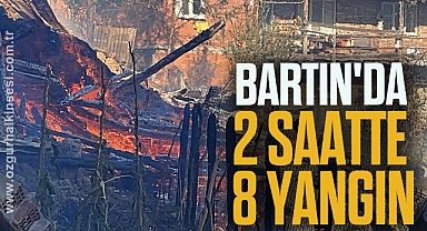 Bartın'da 2 saatte 8 yangın