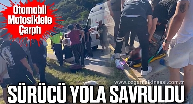 Otomobil Motosiklete Çarptı: Sürücü Yola Savruldu