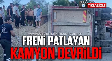 Freni Patlayan Kamyon Devrildi
