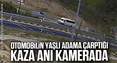 Otomobilin yaşlı adama çarptığı kaza anı kamerada