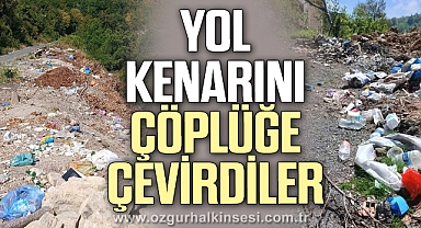 YOL KENARINI ÇÖPLÜĞE ÇEVİRDİLER