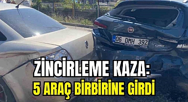 Zincirleme trafik kazasında 5 araç birbirine girdi
