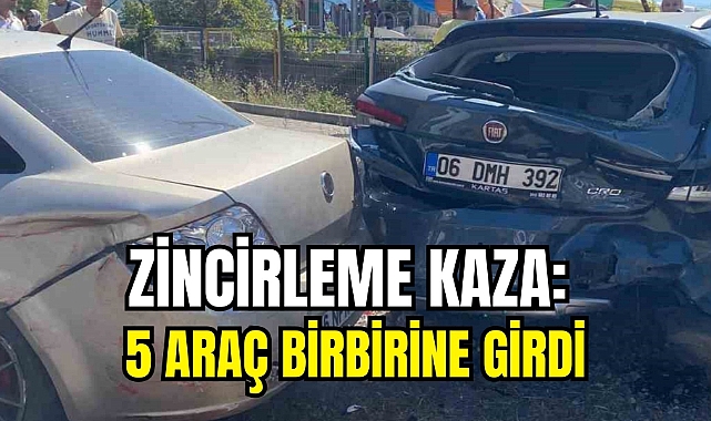 Zincirleme trafik kazasında 5 araç birbirine girdi
