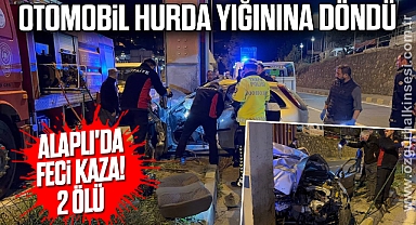 Alaplı'da Feci kaza! Otomobil hurda yığınına döndü: 2 ölü