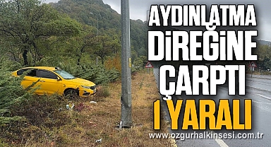 Aydınlatma direğine çarptı: 1 yaralı
