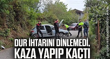 DUR İHTARINI DİNLEMEDİ,KAZA YAPIP KAÇTI