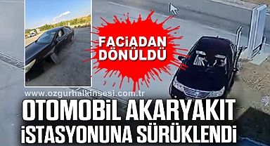 Faciadan dönüldü, otomobil akaryakıt istasyonuna sürüklendi